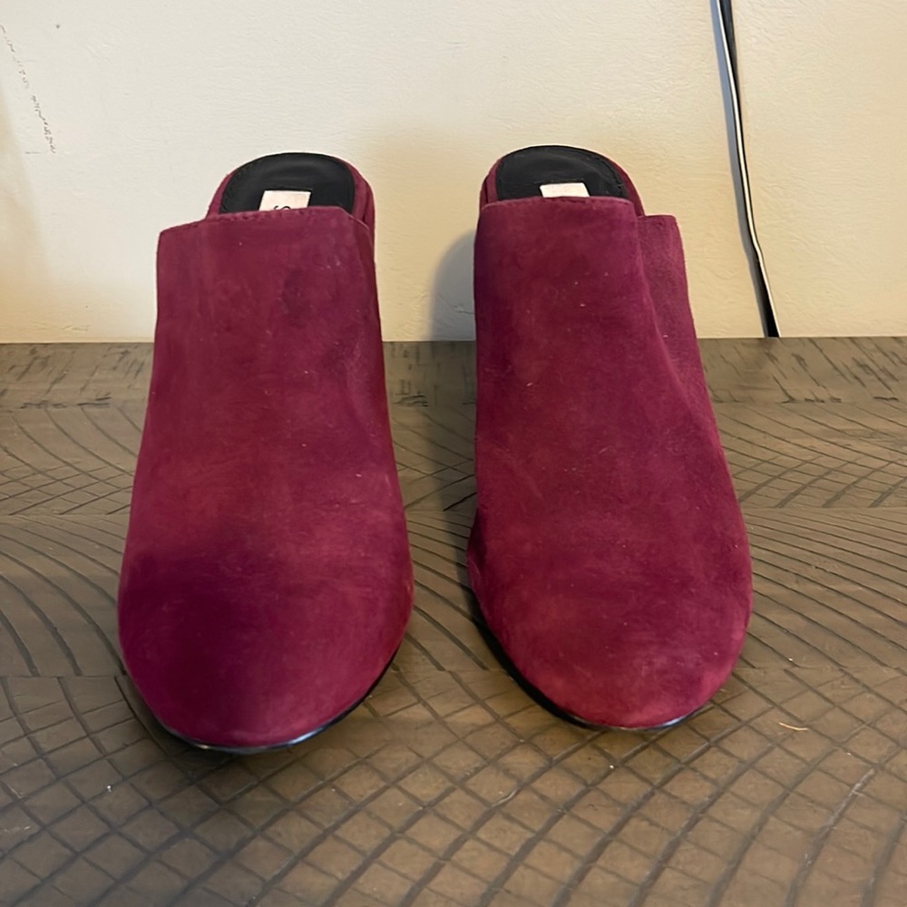 Steve Madden wine colored suede mules